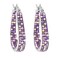 Savlano 14K White Gold Plated Inside Out Crystal Hoop Earrings For Women Purple