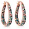 Savlano Inside Out Oval Shape Crystal Hoop Earrings For Women Rose Gold Multicolor