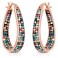 Savlano Inside Out Oval Shape Crystal Hoop Earrings For Women Rose Gold Multicolor