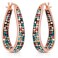 Savlano Inside Out Oval Shape Crystal Hoop Earrings For Women Rose Gold Multicolor