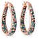 Savlano Inside Out Oval Shape Crystal Hoop Earrings For Women Rose Gold Multicolor
