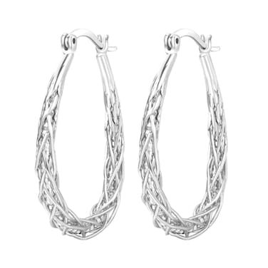 Senteria Sterling Silver Hoop Earrings for Women Silver Oval Hoop Earrings Hypoallergenic Medium Hoops Earrings Lightweight Thick Twist Hoops Earrings