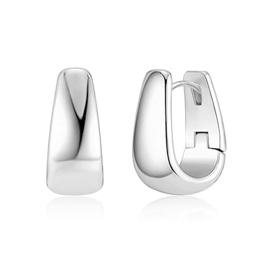 ALEXCRAFT Silver Earrings Small Chunky Silver Earrings for Women Trendy Small Hoop Earrings Silver Hypoallergenic Small Thick Huggie Hoops Earing