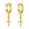 XYJZXY Small Hoop Cross Dangle Drop Hoop Earrings With Small Charm for Women