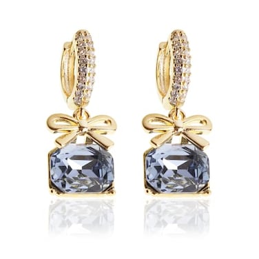 Sonateomber Gold Rhinestone Huggie Small Hoop Earrings for Women Bow Earings Prom Jewelry Gift