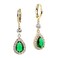 Sonateomber Green Austrian Crystal Teardrop Dangle Gold Small Hoop Earrings for Women Sparkly Emerald Rhinestone Drop Earing Dangling Wedding Prom Jewelry Gift