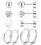 Staligue 5 Pairs Pure Titanium Earrings for Women 20G Hypoallergenic Flat Back Earrings Studs Hoops Set with CZSilvery