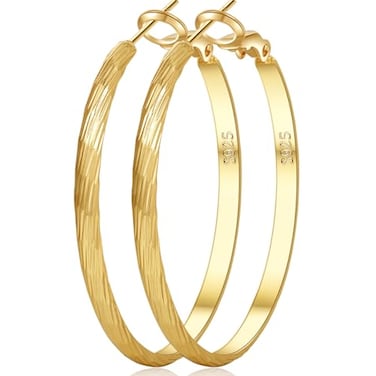 VEEDOFA Big Gold Hoop Earrings for Women Lightweight Thick Large Gold Hoops Earrings for Women