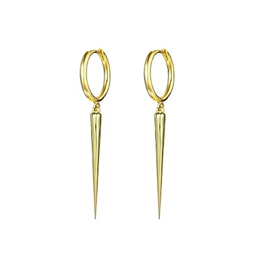 WUWEIJIAJIA Spike Dangle Drop Hoop Earrings for Women Men Sterling Silver Hoops Cuff Cartilage Stud Tragus Helix Wrap Geometric Personalized Punk Gold