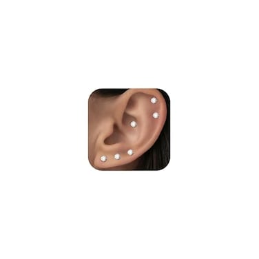 FriBasics 10 Pairs Hypoallergenic 4mm Small Stud Earring Women Surgical Steel Earring Stainless Steel Silver Tiny CZ Clear Cubic Zirconia Jewelry Gift