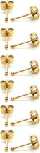 Showself 12Pcs 1MM Minimal Ball Stud Earrings 20G Hypoallergenic Surgical Steel Small Gold Cartilage Helix Piercing Jewelry Micro Stacked Stud Earring Tiny Dot Post Earrings Set for Multiple Hole Pier