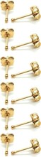 Showself 12Pcs 1MM Minimal Ball Stud Earrings 20G Hypoallergenic Surgical Steel Small Gold Cartilage Helix Piercing Jewelry Micro Stacked Stud Earring Tiny Dot Post Earrings Set for Multiple Hole Pier