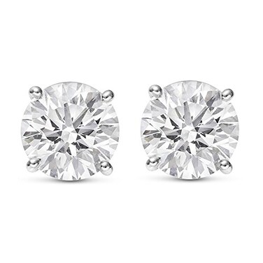 Houston Diamond 14K White Gold 10 Carat Round Shape LAB GROWN Diamond IGI Certified Stud Earrings for women 4 Prong Push Back EF Color VS2SI1 CLARITY