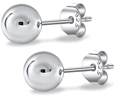 AceLay 18k White Gold Plated 925 Sterling Silver Ball Stud Earrings Hypoallergenic earrings Studs Earring for Women 3mm