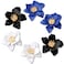 GPASTG 2 Pairs Chic Boho Matte Flower Statement Stud Earrings Set with Gold Flower Bud for Women Sister Mom Lover and Friends WhiteDark Blue