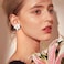 GPASTG 2 Pairs Chic Boho Matte Flower Statement Stud Earrings Set with Gold Flower Bud for Women Sister Mom Lover and Friends WhiteDark Blue