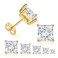 MDFUN 5 Pairs 14K Yellow Gold Plated Princess Cut Clear Cubic Zirconia Stud Earring Set for Women Men