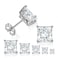 MDFUN 5 Pairs Stud Earrings Pack 18K White Gold Plated Princess Cut Clear Square Cubic Zirconias Stud Earring for Women and Men
