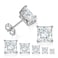MDFUN 5 Pairs Stud Earrings Pack 18K White Gold Plated Princess Cut Clear Square Cubic Zirconias Stud Earring for Women and Men