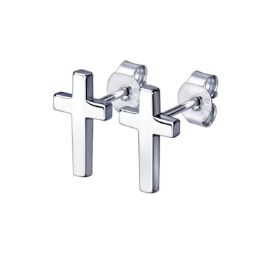 HANFLY 925 Sterling Silver Cross Stud Earrings Hypoallergenic Faith Earrings Polished Religious Jewelry Gift for Women Men