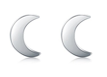 BORUO 925 Sterling Silver Stud Earrings BoRuo Crescent Moon High Polish Tarnish Resistant Earrings