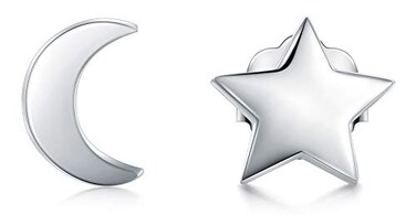 BORUO 925 Sterling Silver Stud Earrings BoRuo Star Crescent Moon Post Earrings