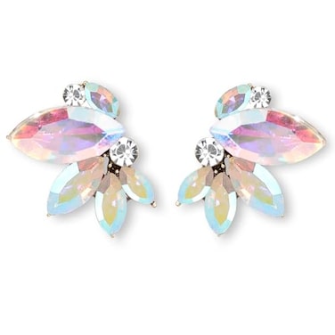Spiritlele AB Rhinestone Drop Earring Sparkly Iridescent Wedding Earrings for Women Prom Party Faux Crystal Stud Earrings