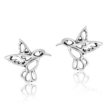 AeraVida Cute Little Hummingbird Gift Sterling Silver Post Stud Earrings 059x059 inch