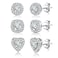 ALEXCRAFT Sterling Silver Halo Stud Earrings for Women Cubic Zirconia Round Heart Square Diamond Large Silver Studs Set Earring for Men 3 Pairs