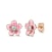 AllenCOCO Rose Gold Plated Blue Cherry Blossom Stud Earrings Blue Flower Ear Studs for Women Jewelry Gift Rose Gold Pink