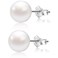 ALYC Pearl Earrings Freshwater Pearl White Button Stud Earrings with 925 Sterling Silver for Women
