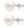 ALYC Pearl Earrings Freshwater Pearl White Button Stud Earrings with 925 Sterling Silver for Women