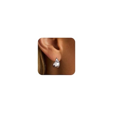 Amicon Silver Earrings for WomenSterling Silver Plated Chunky Silver Stud Earrings Statement Cute Hypoallergenic Trendy Jewelry Gifts