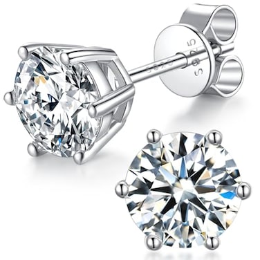 boya Moissanite Stud Earrings for Women 925 Sterling Silver Earrings 18K White Gold Plating earrings for Men