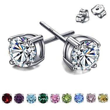 BQfife BQFIFE Small Stud Earrings for Women Sterling Silver 4mm Hypoallergenic