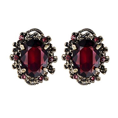 BriLove Victorian Style Stud Earrings for Women Crystal Floral Scroll Cameo Inspired Oval Jewelry Amethyst Color