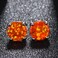 CERSLIMO 18K White Gold Plated Fire Opal Stud Earrings Birthstone Earrings For Women 8mm Orange
