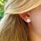 CERSLIMO Multi Colors fire Opal Stud Earrings Birthstone Earrings For Women 8mm Rose Gold