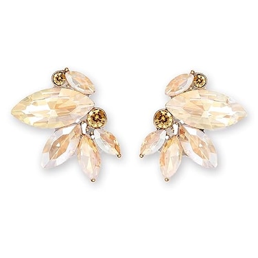 Spiritlele Champagne Rhinestone Earring Sparkly Faux Crystal Stud Earrings for Women Wedding Prom Party