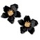 GPASTG Chic Cute Boho Matte Flower Statement Stud Earrings with Gold Flower Bud for Women Sister Mom Lover and Friends Black