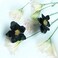 GPASTG Chic Cute Boho Matte Flower Statement Stud Earrings with Gold Flower Bud for Women Sister Mom Lover and Friends Black