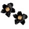 GPASTG Chic Cute Boho Matte Flower Statement Stud Earrings with Gold Flower Bud for Women Sister Mom Lover and Friends Black