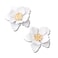 GPASTG Chic Cute Boho Matte Flower Statement Stud Earrings with Gold Flower Bud for Women Sister Mom Lover and Friends White