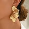 Aonklot Chunky Gold Flower Earrings Flower Statement Earrings Large Floral Leaf Stud Earring Trendy Spring Earring Dresses for Women