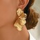 Aonklot Chunky Gold Flower Earrings Flower Statement Earrings Large Floral Leaf Stud Earring Trendy Spring Earring Dresses for Women