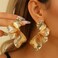 Aonklot Chunky Gold Flower Earrings Flower Statement Earrings Large Floral Leaf Stud Earring Trendy Spring Earring Dresses for Women