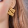 Dtexhif Chunky Gold Square Earrings for Women Gold Plated Textured Dome Earring Jewelry Gold