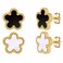 UOOANUO Clover Earrings for Women Stainless Steel Hypoallergenic Clover Stud Earrings Lovely Gift BlackWhite
