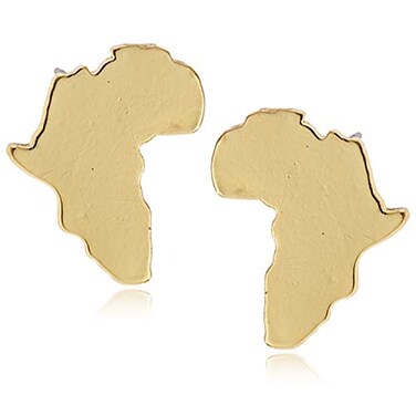 DAMLENG Chic Stainless Steel African Map Studs Earrings Hypoallergenic Gold Silver Traditional Ethnic Post Stud for Women Girls Statement Jewelry Gifts Gold