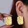 ENVYOU Geometric Rectangle Gold Plated Stud Earrings Irregular Hammered Chunky Statement Square Earrings for Women Trendy Gold Rectangle
